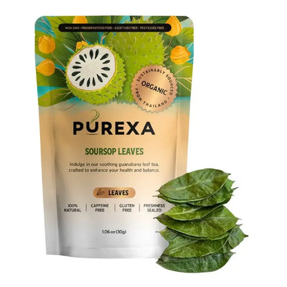 PUREXA Organic Soursop Whole Leaves 1.06 oz pouch with whole dried leaves